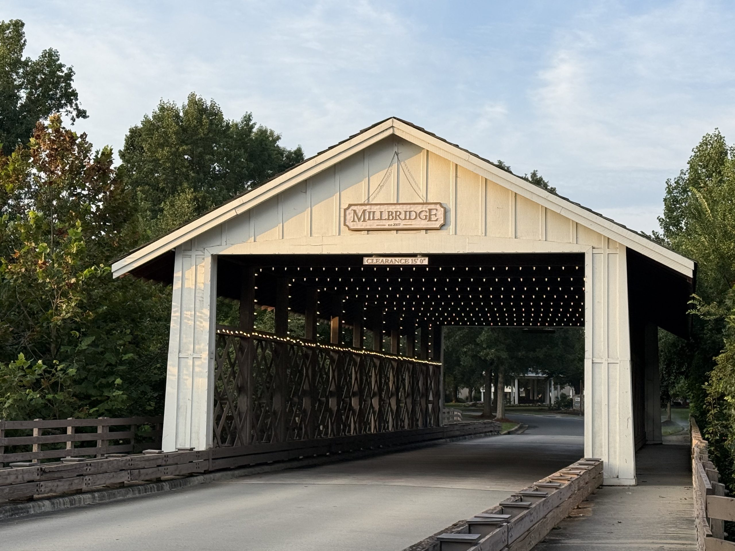 Covered bridge entrance in Millbridge, Waxhaw, NC